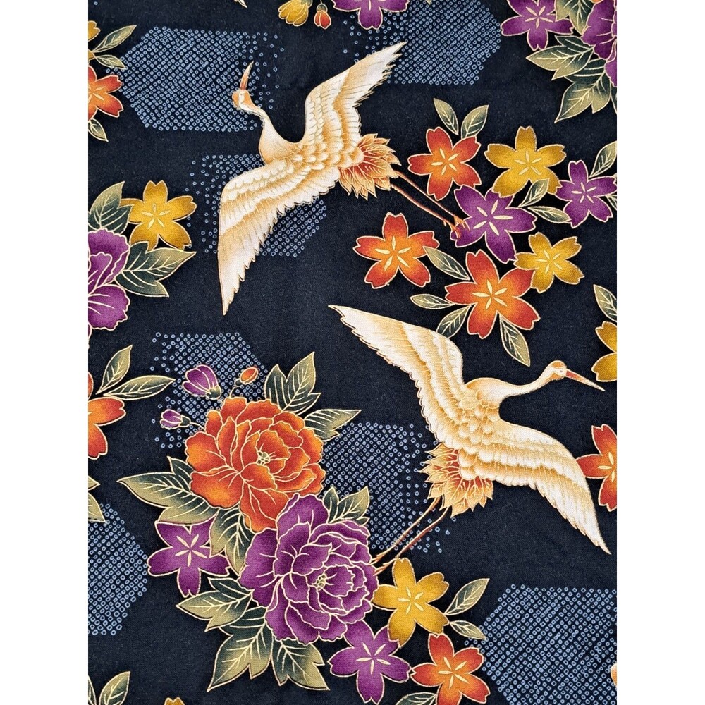 VTG Quilt Gate Fabric Innovations Kimono Collection Fabric Cranes Asian 1.5 Yard